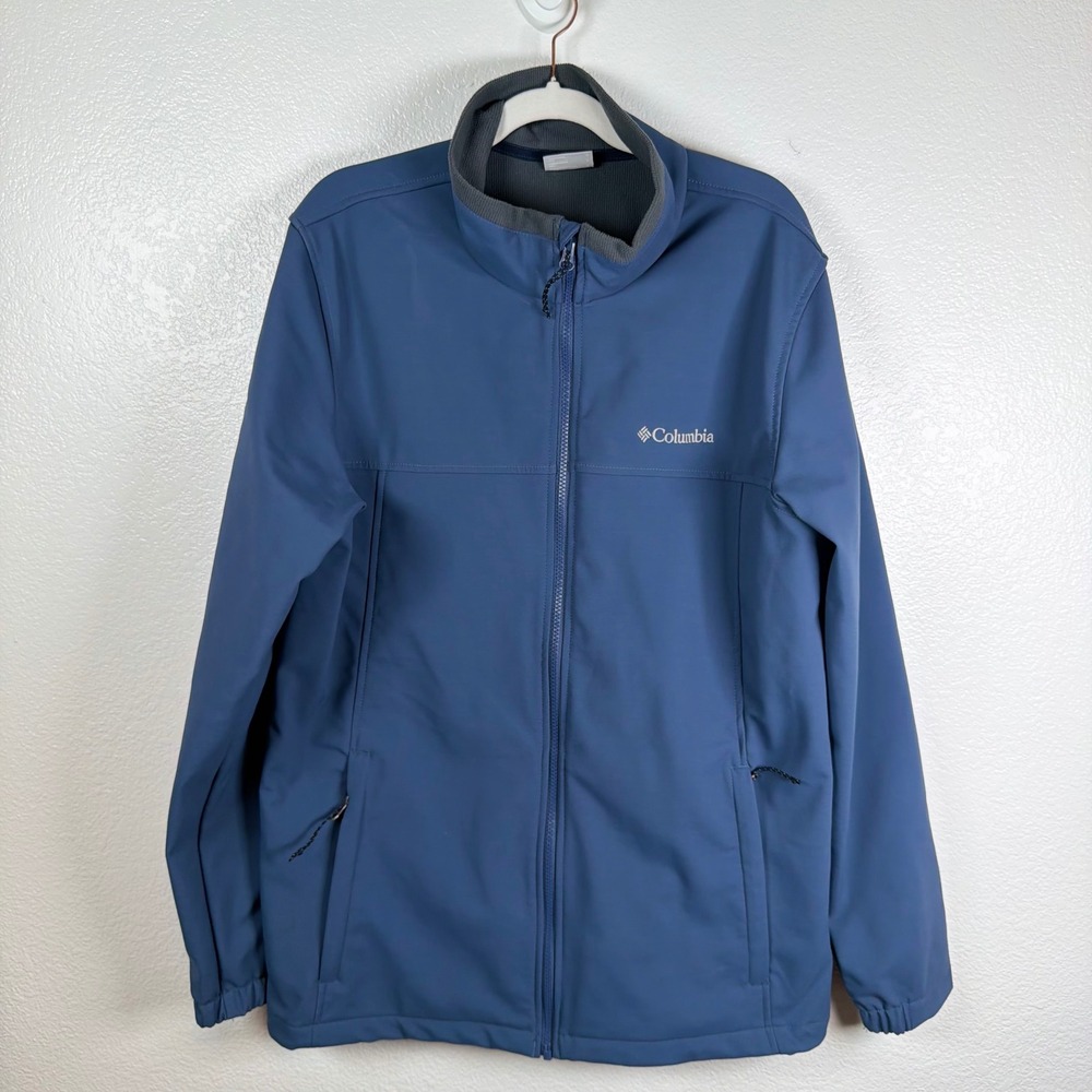 Columbia Mens Ascender Softshell Jacket Blue Full Zip Water Resistant Size L